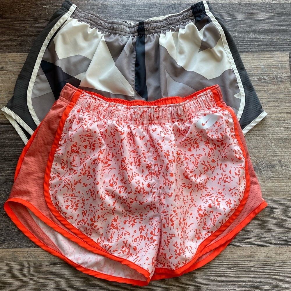Nike Dri-FIT Tempo Lot of Two Mid-Rise All-Over Print Running Shorts Sz M
